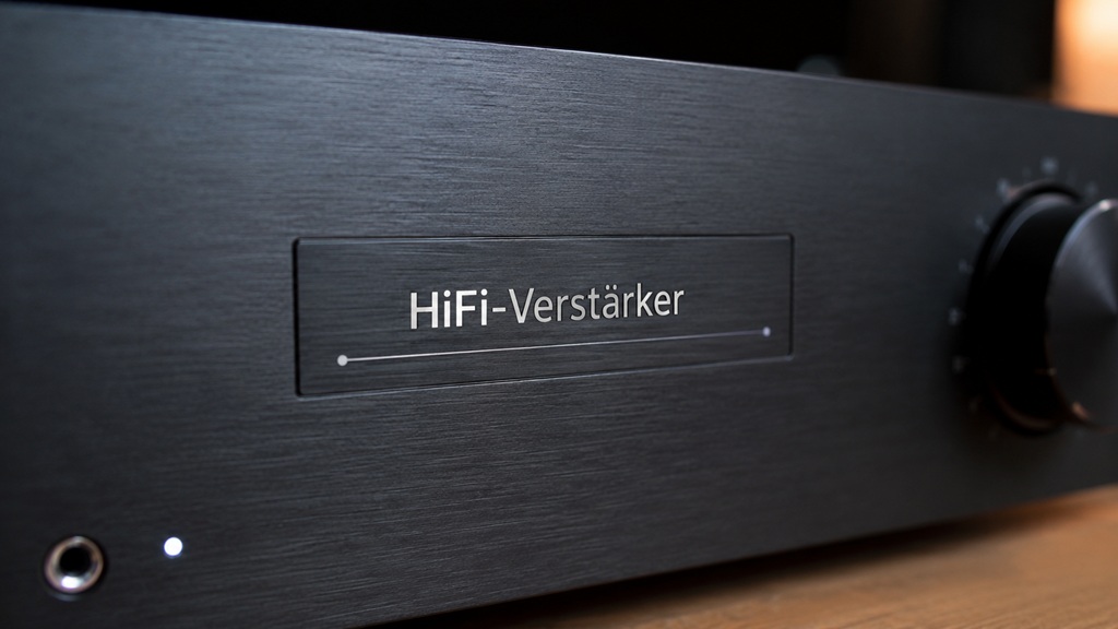 Nahaufnahme eines HiFi-Verstärkers mit Beschriftung, passend zur Frage: was bedeutet hifi?