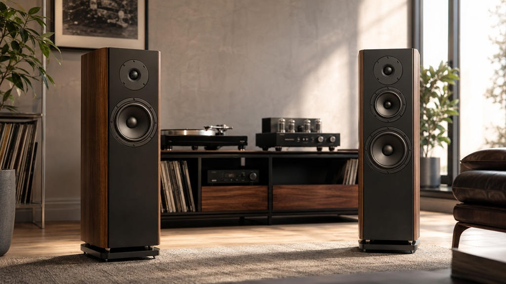 2-Wege- oder 3-Wege-Lautsprecher im Vergleich – hochwertige HiFi-Standlautsprecher in einem modernen Home-Audio-Hörraum.