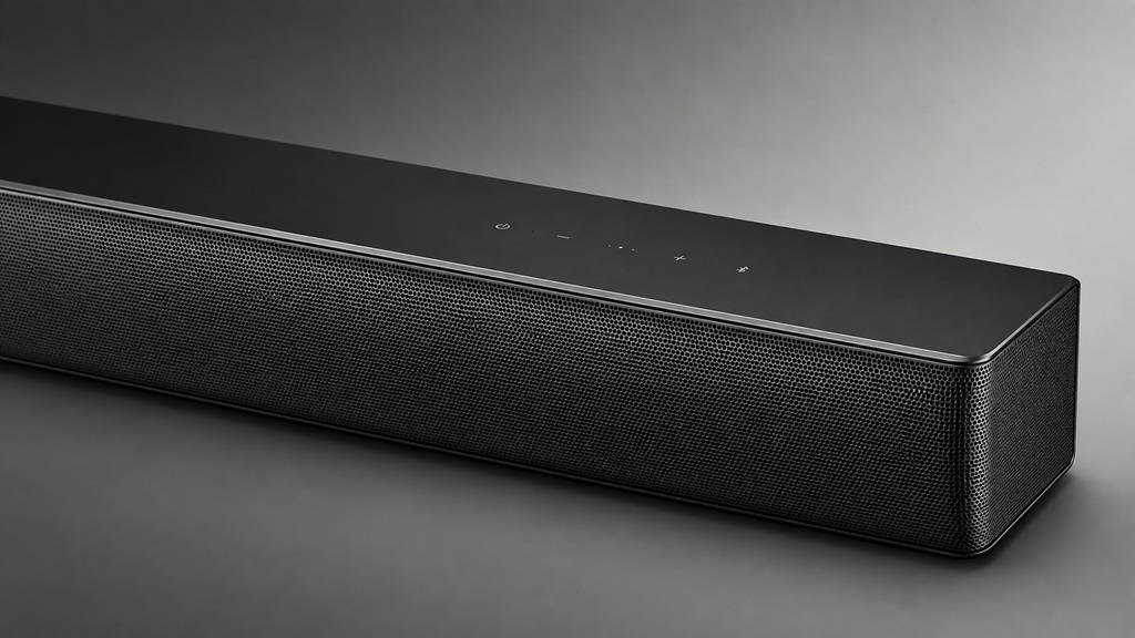 Moderne schwarze Soundbar in schräger Detailansicht – Soundbar kaufen und auf Klang, Ausstattung und Verarbeitung achten